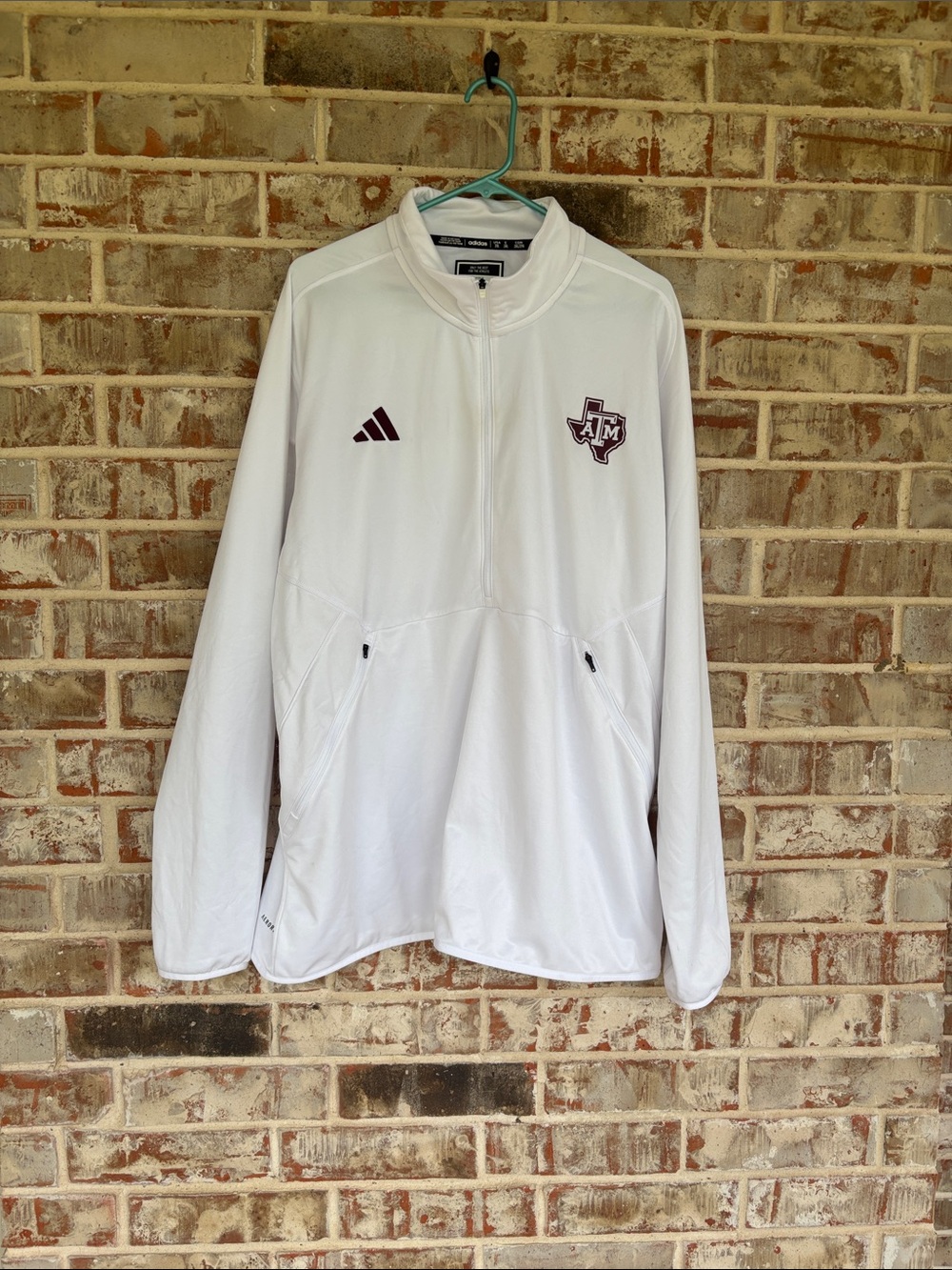 Adidas White Lightweight Quarter-Zip Texas A&M Pullover Lightweight Jacket